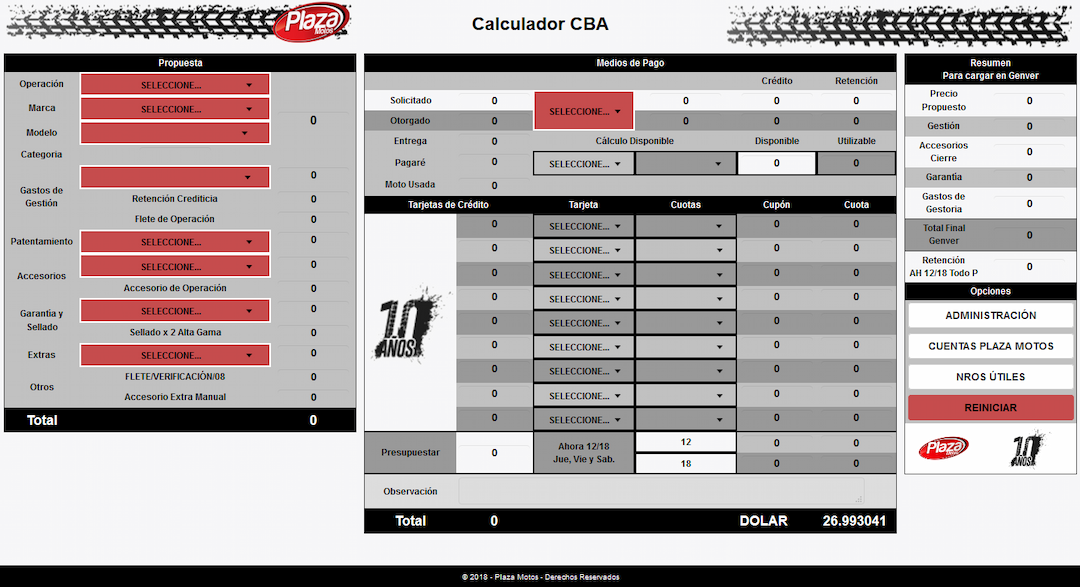 Plaza Motos Budget Calculator